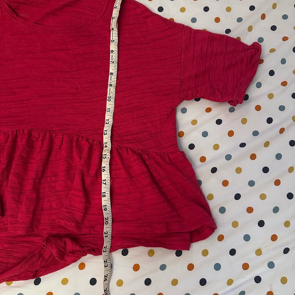 Anthropologie Red Ruffle Top - Picture 5 of 6